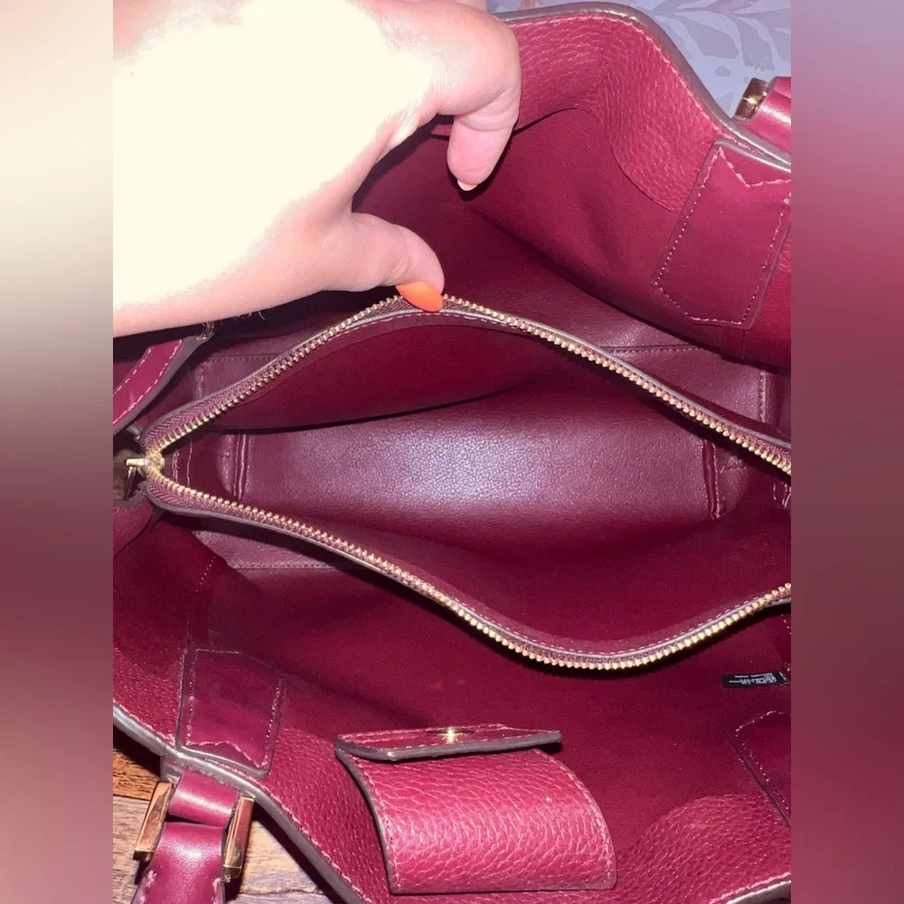 Michael Kors Red and Brown Shoulder Bag with Monogram Print EUC - Picture 6 of 6